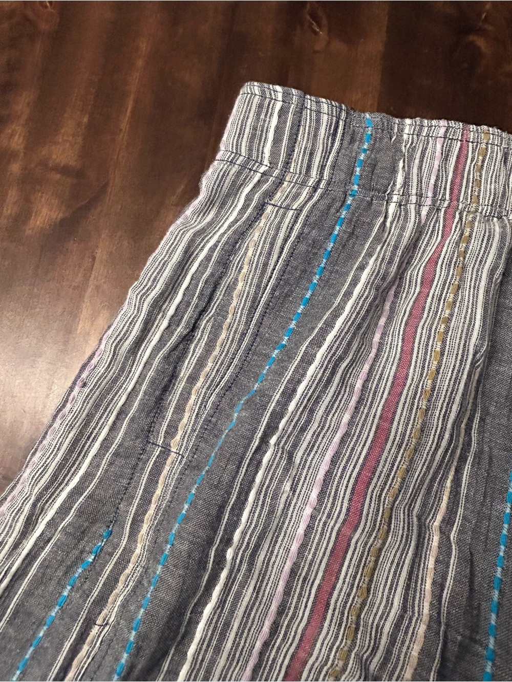 Natural Life Take a Chance On Me Cotton Pants Heather Grey Stripes Size Large - Picture 7 of 10